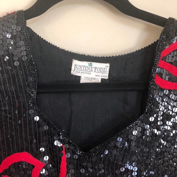 Sequin Black and Red Top - Picture 8 of 11